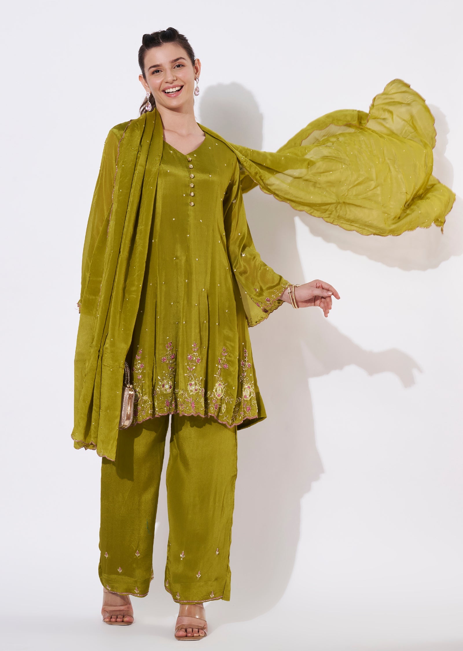 Light Green Tissue Straight cut suit