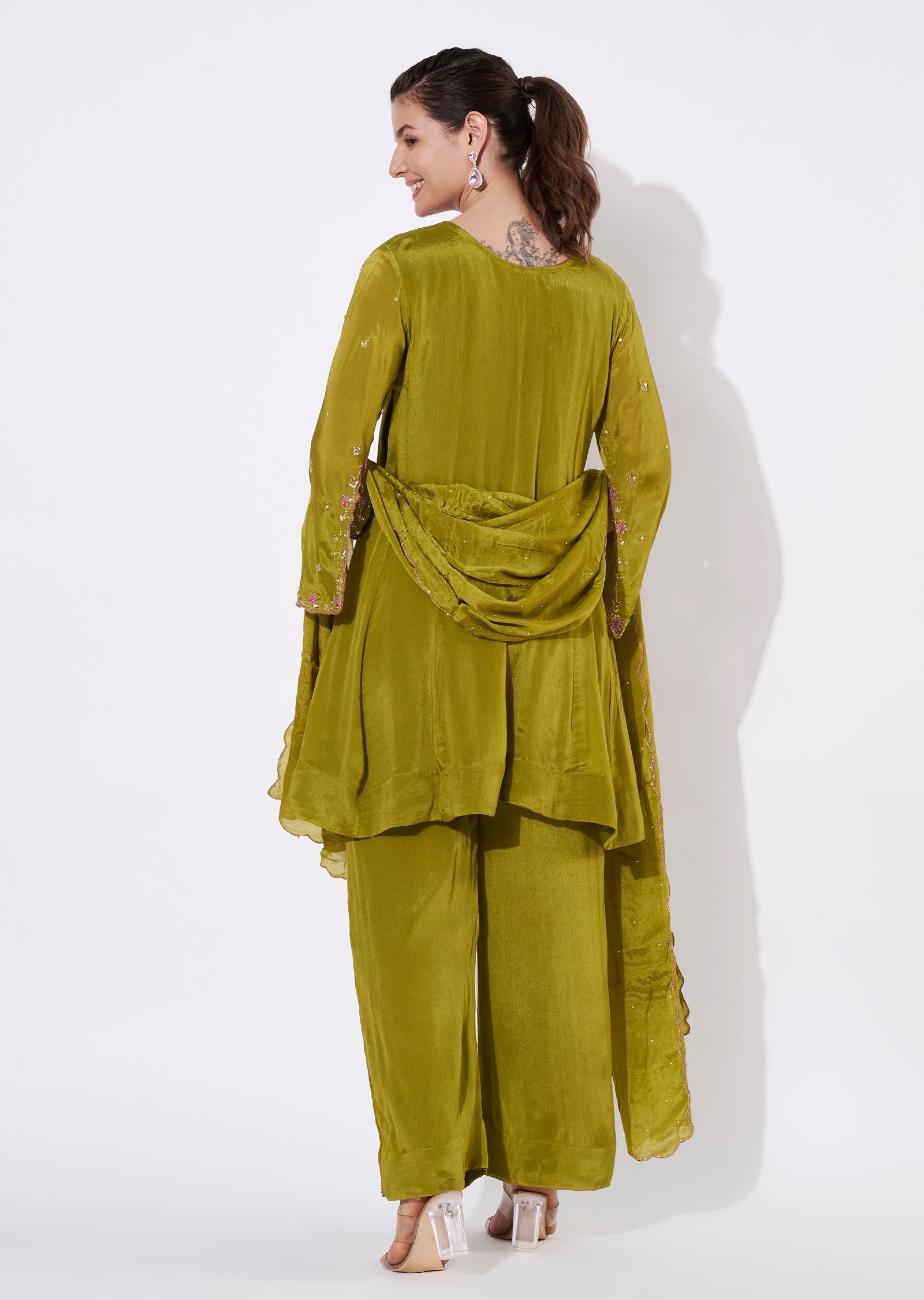 Light Green Tissue Straight cut suit