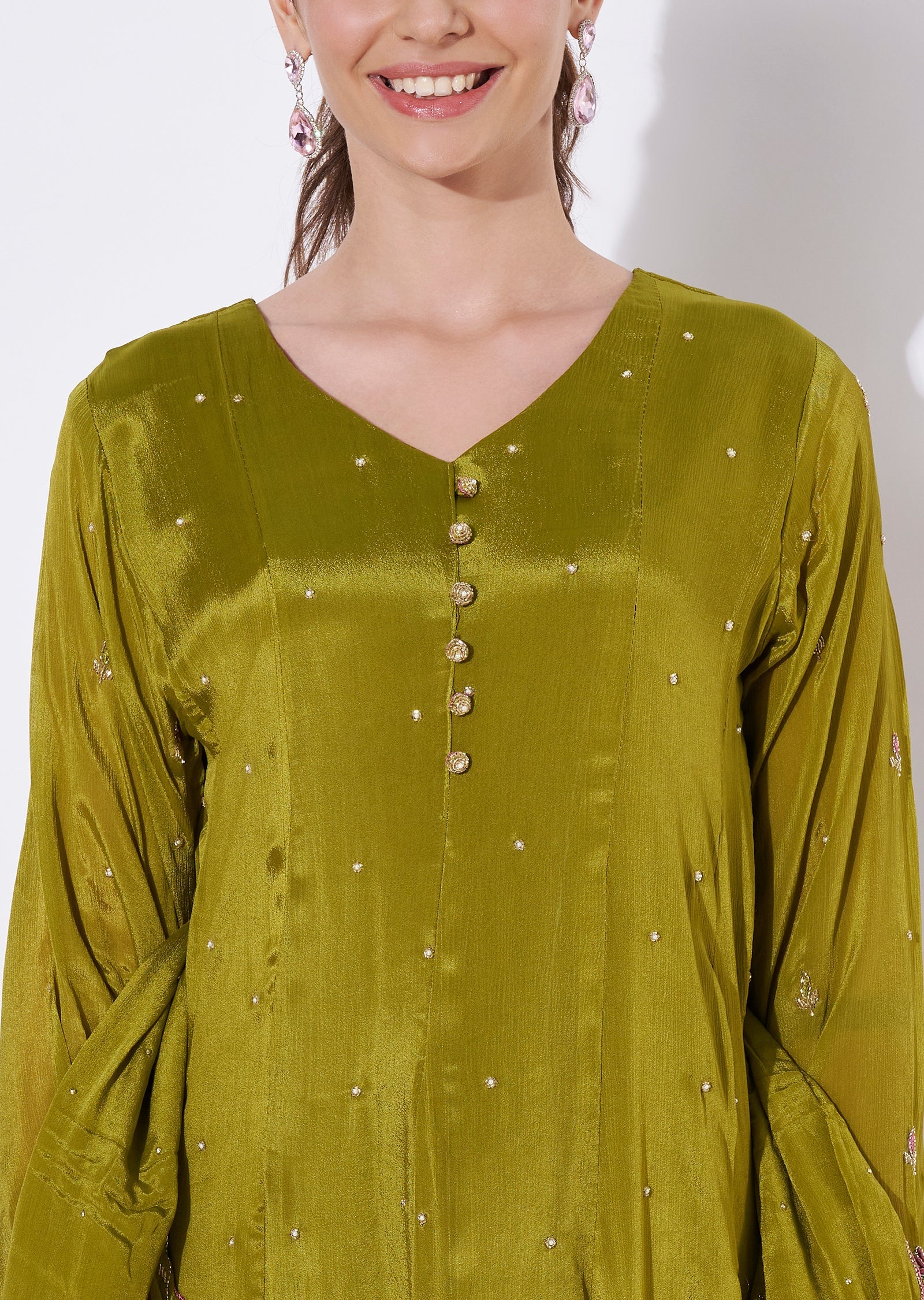 Light Green Tissue Straight cut suit