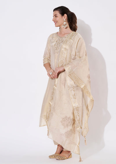 Cream Tissue Straight cut suit