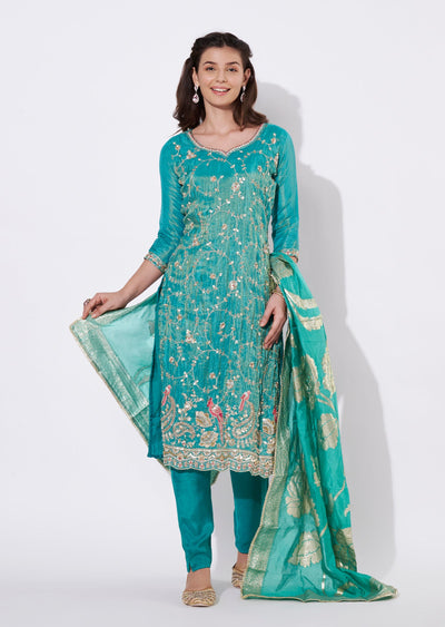 Dusty Green Tissue Straight cut suit