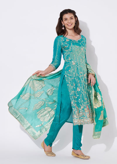 Dusty Green Tissue Straight cut suit