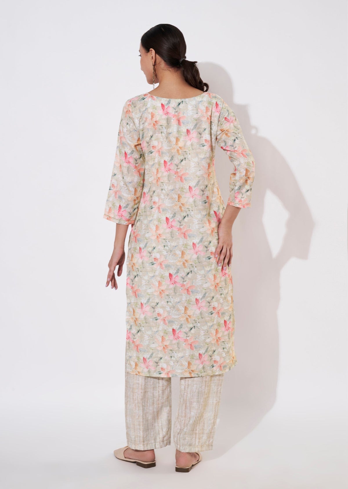 Pista Green Linen Cotton Kurti set