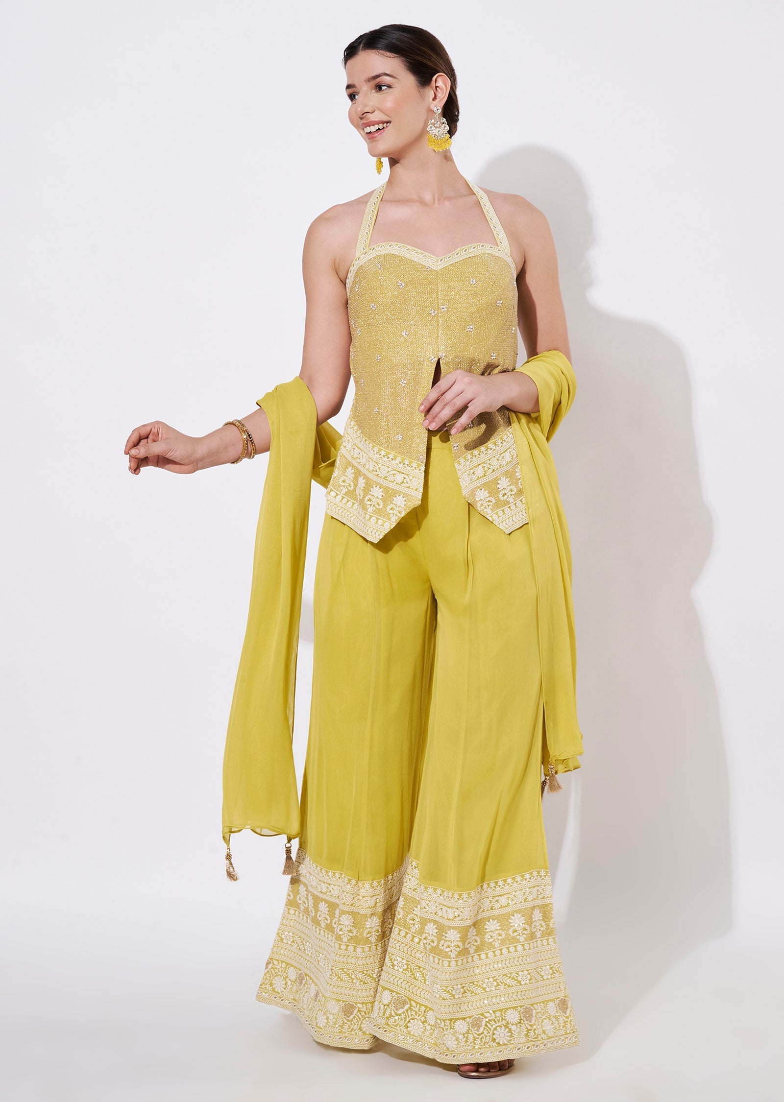 Light Green Silk Sharara Set