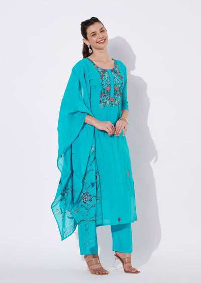 Rama Blue Silk Straight cut suit