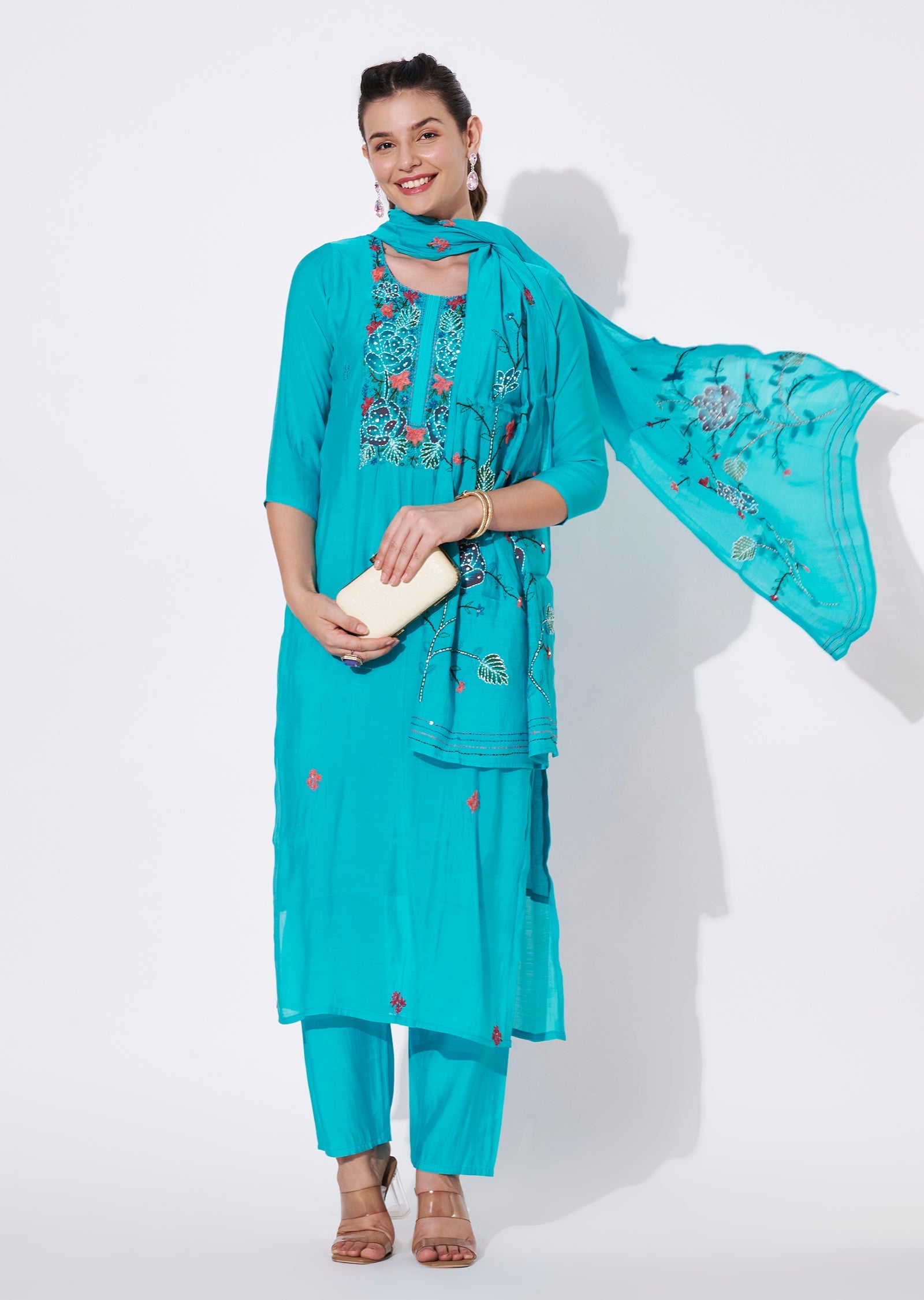 Rama Blue Silk Straight cut suit