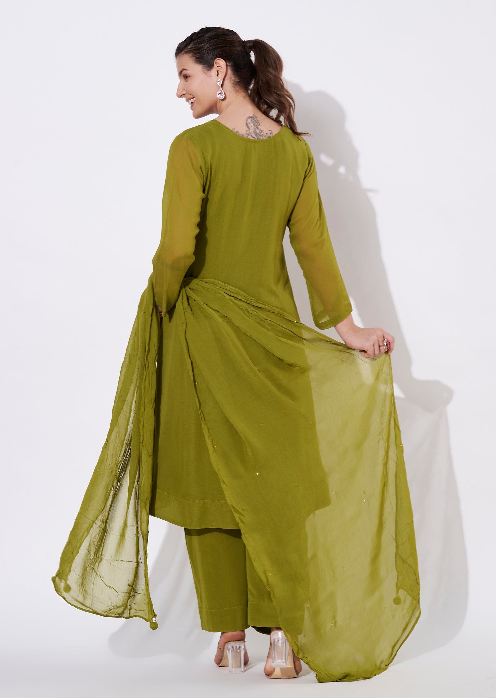 Mehndi Green Georgette Anarkali Suit