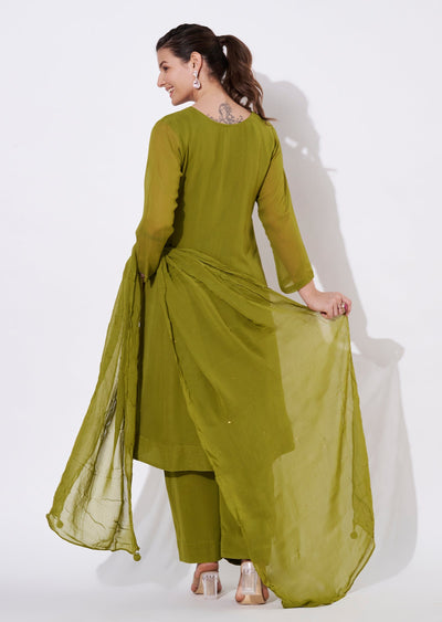 Mehndi Green Georgette Anarkali Suit