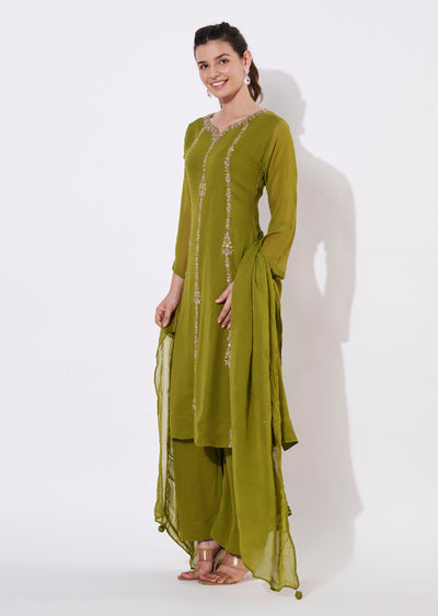 Mehndi Green Georgette Anarkali Suit