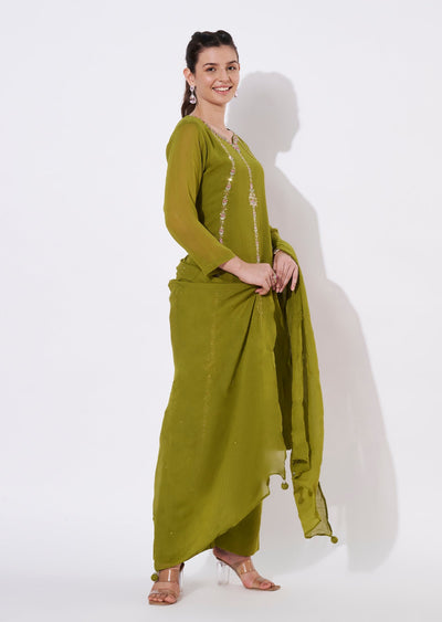 Mehndi Green Georgette Anarkali Suit