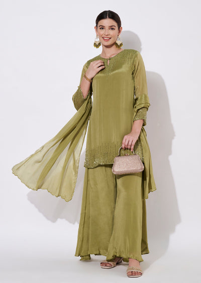 Light Green Silk Sharara Set