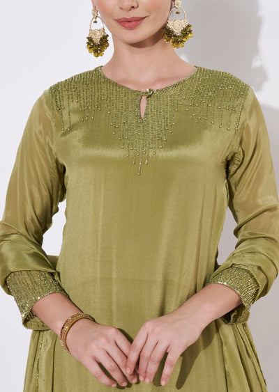 Light Green Silk Sharara Set