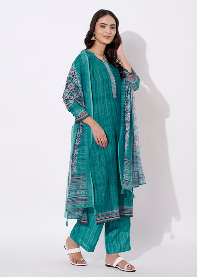 Dusty Green Tussar Straight cut suit