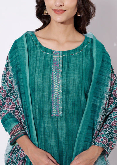 Dusty Green Tussar Straight cut suit