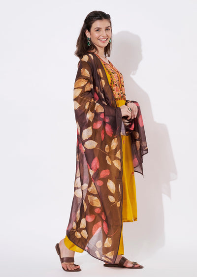 Yellow Silk Straight cut suit