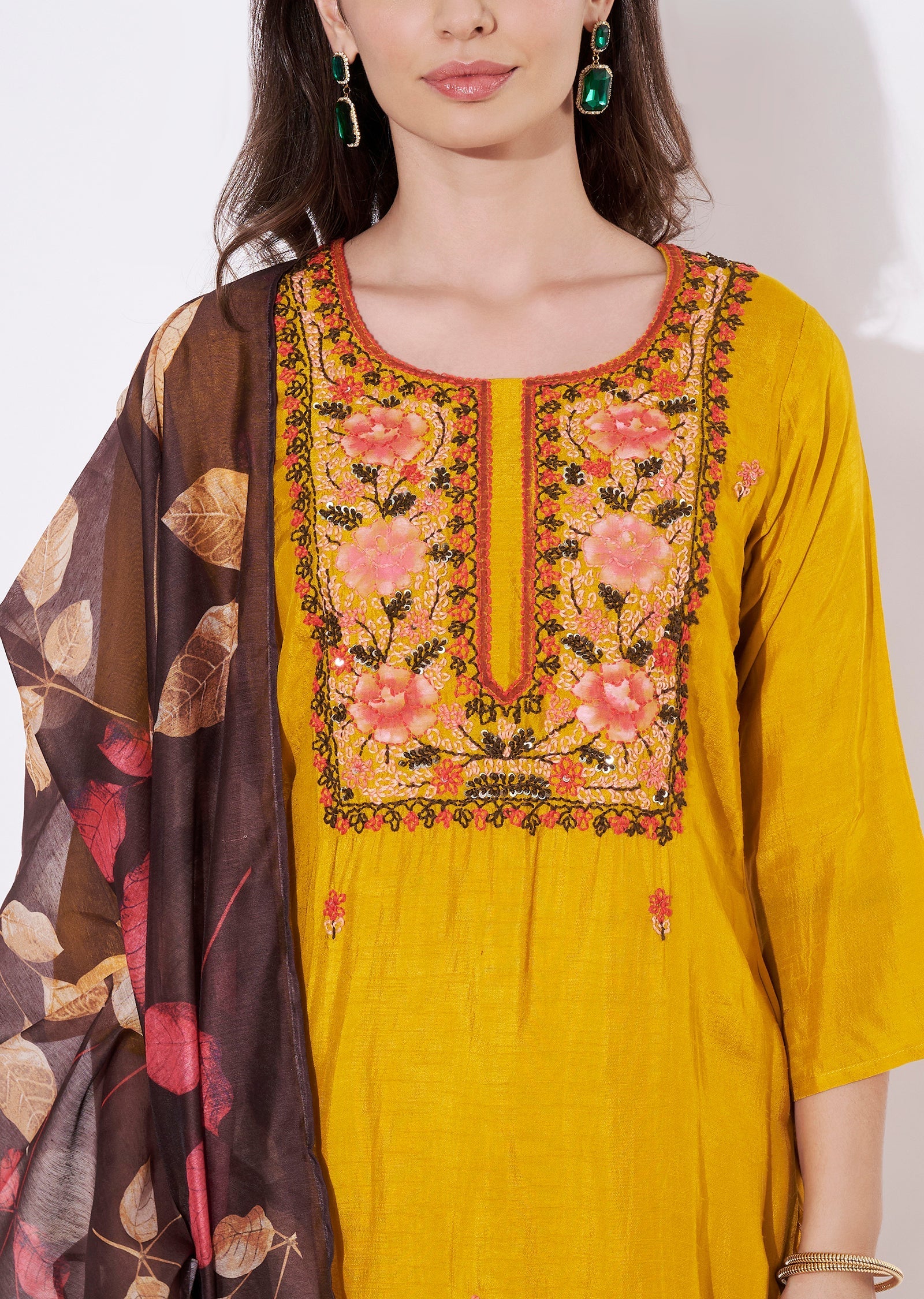 Yellow Silk Straight cut suit