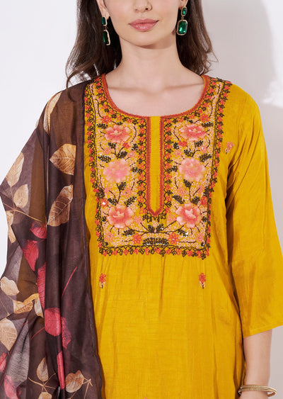 Yellow Silk Straight cut suit
