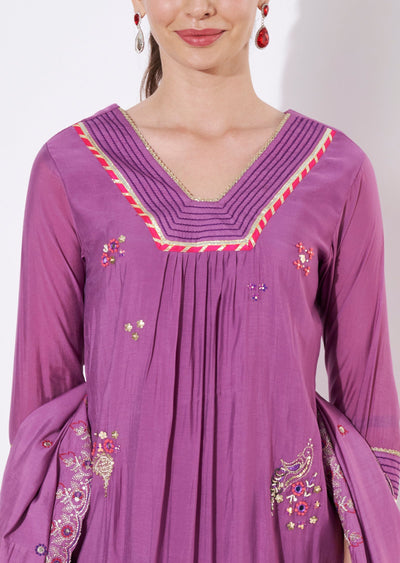 Mauve Silk Anarkali Suit