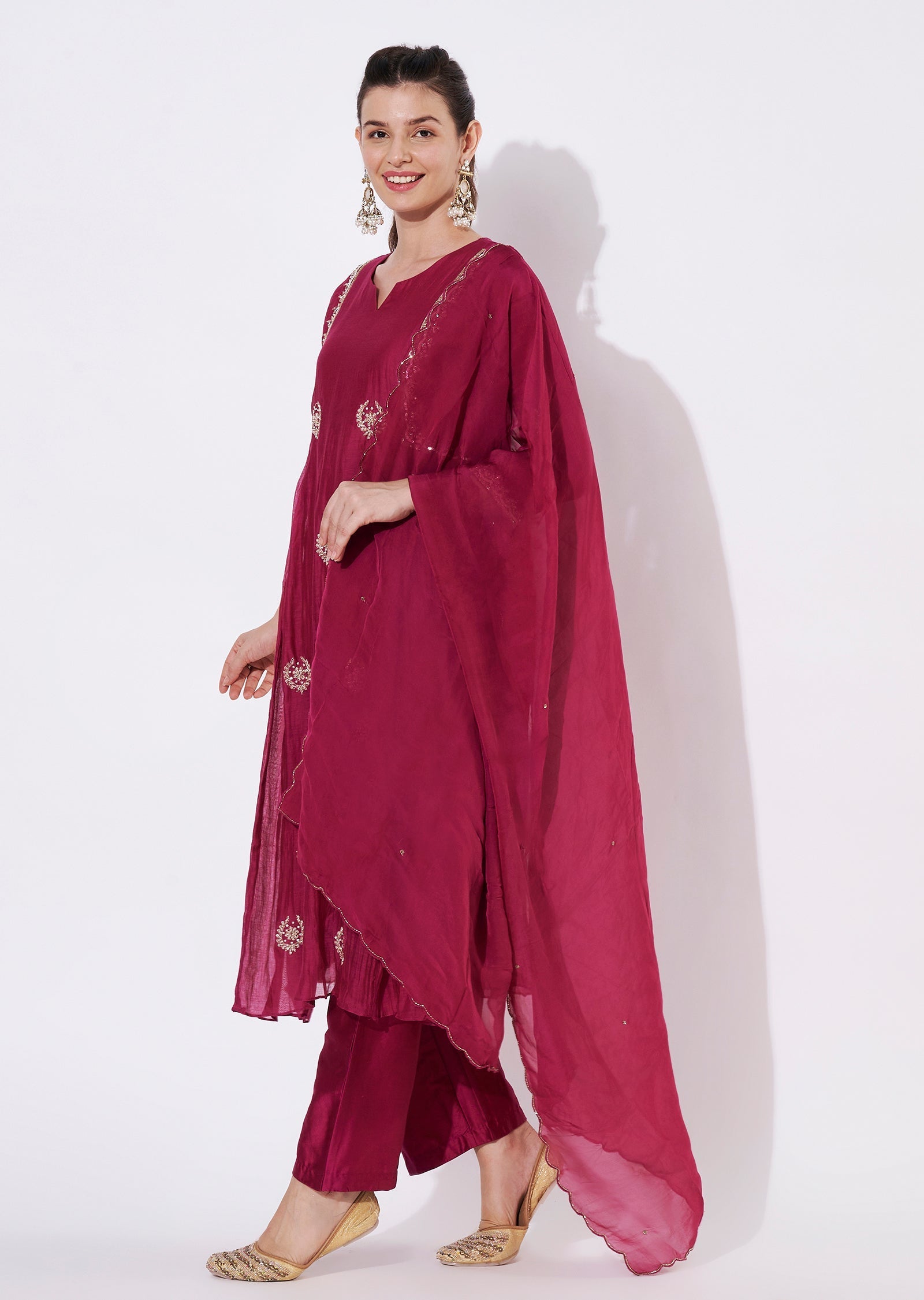 Magenta Silk Anarkali Suit