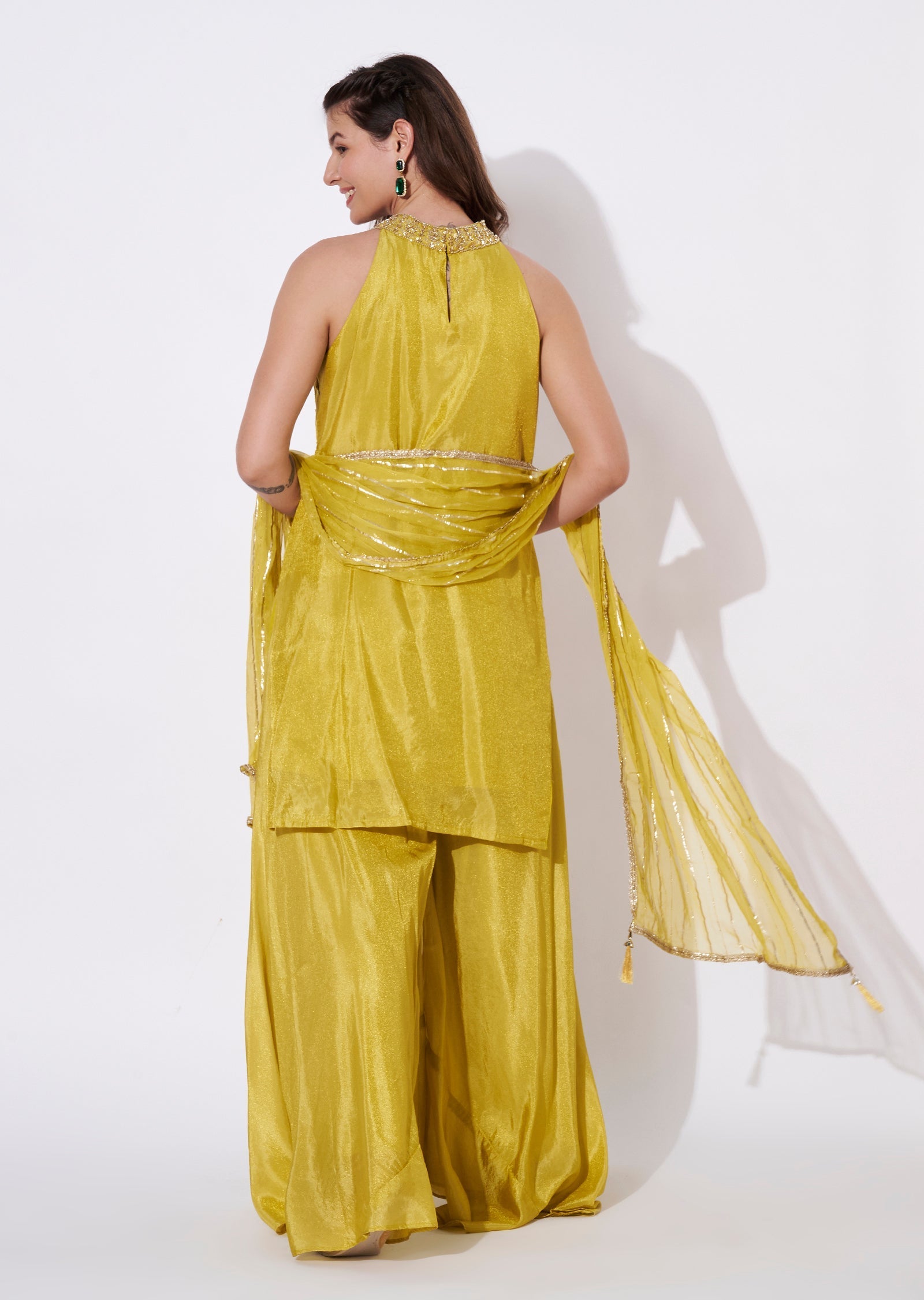 Yellow halter neck Sharara