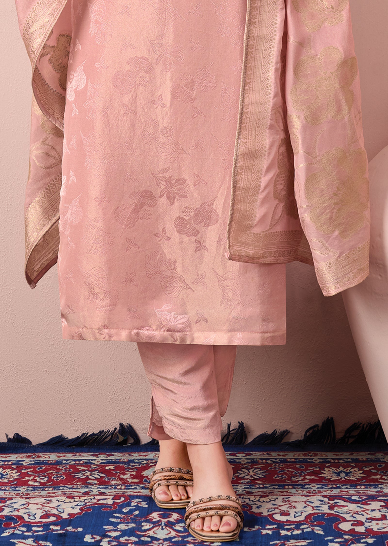 Peach Tissue Straight cut Suit