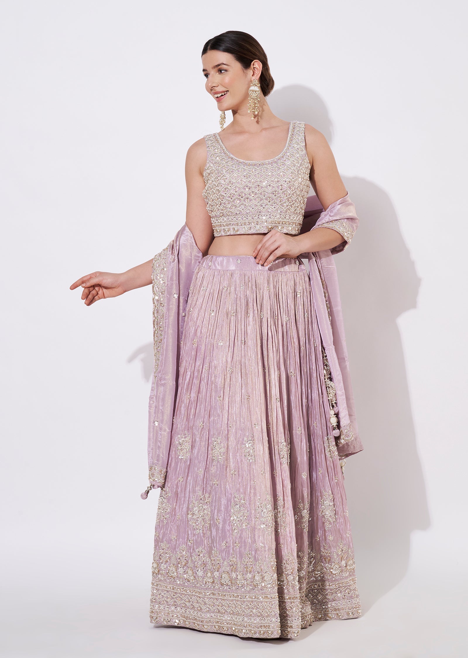Lavender Tissue Lehenga Set