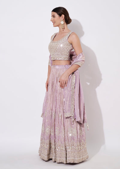 Lavender Tissue Lehenga Set