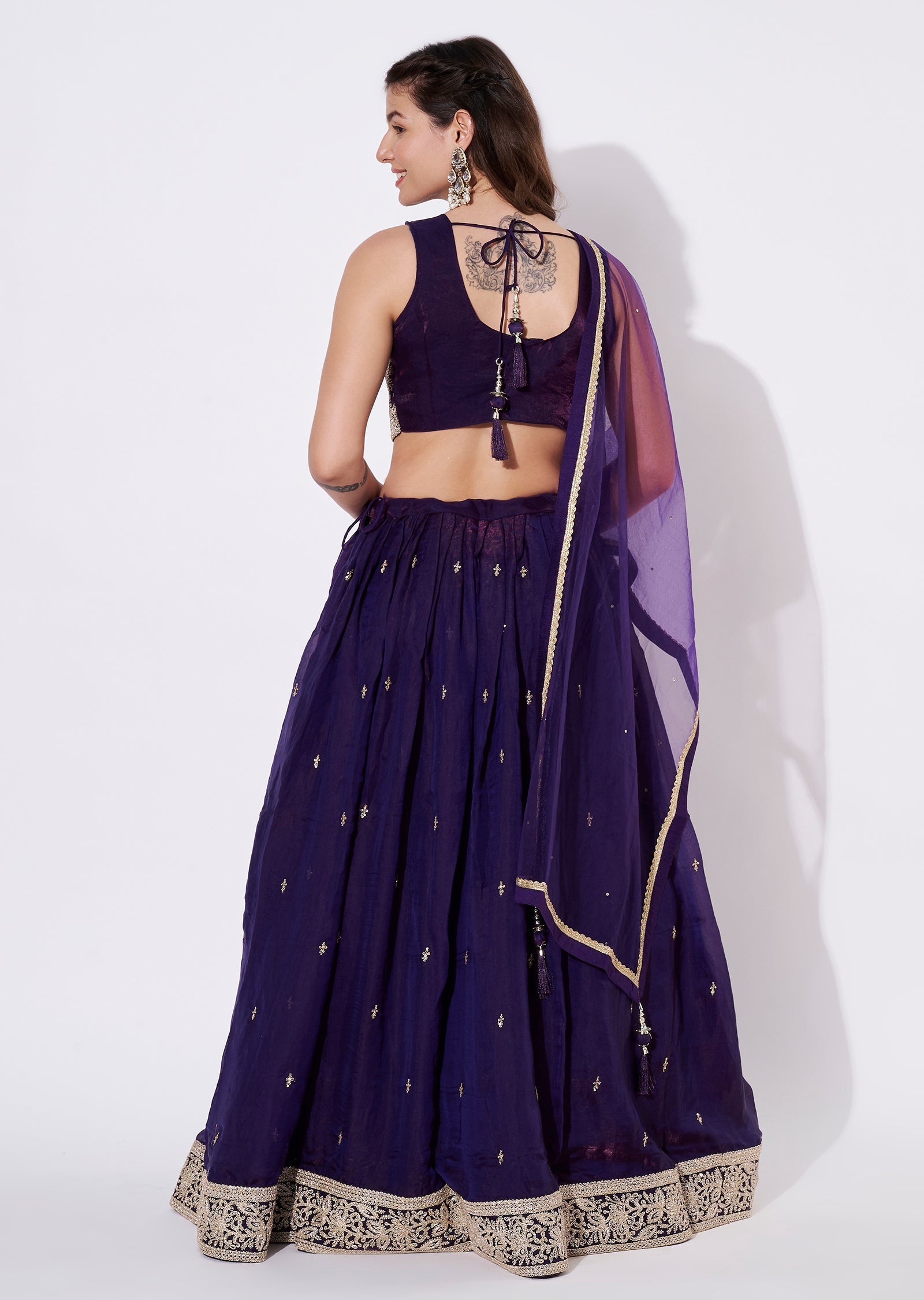 Purple Silk Lehenga Set