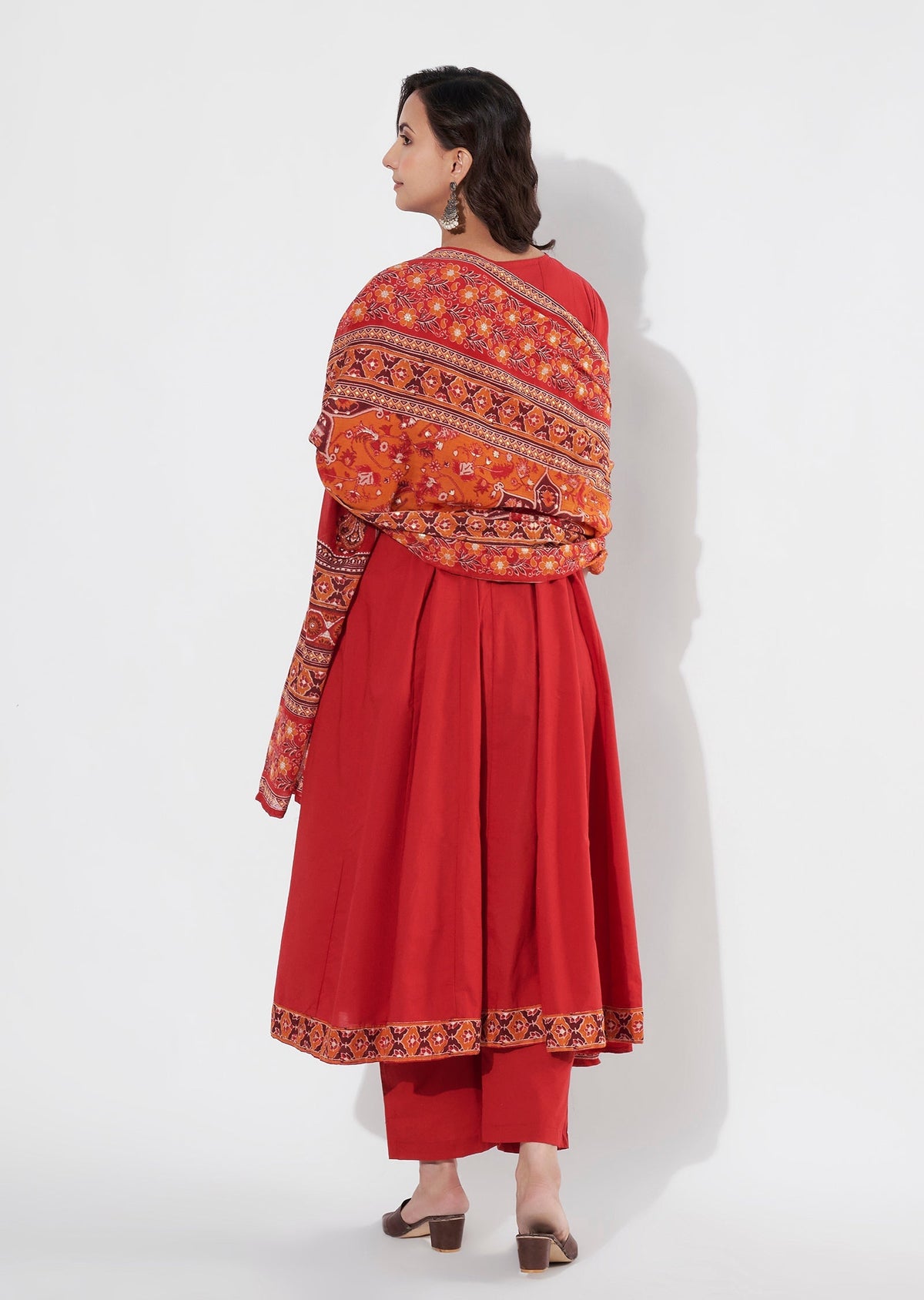 Red Cotton Anarkali suit