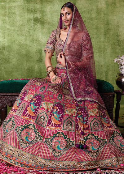 Wine Silk Lehenga Set