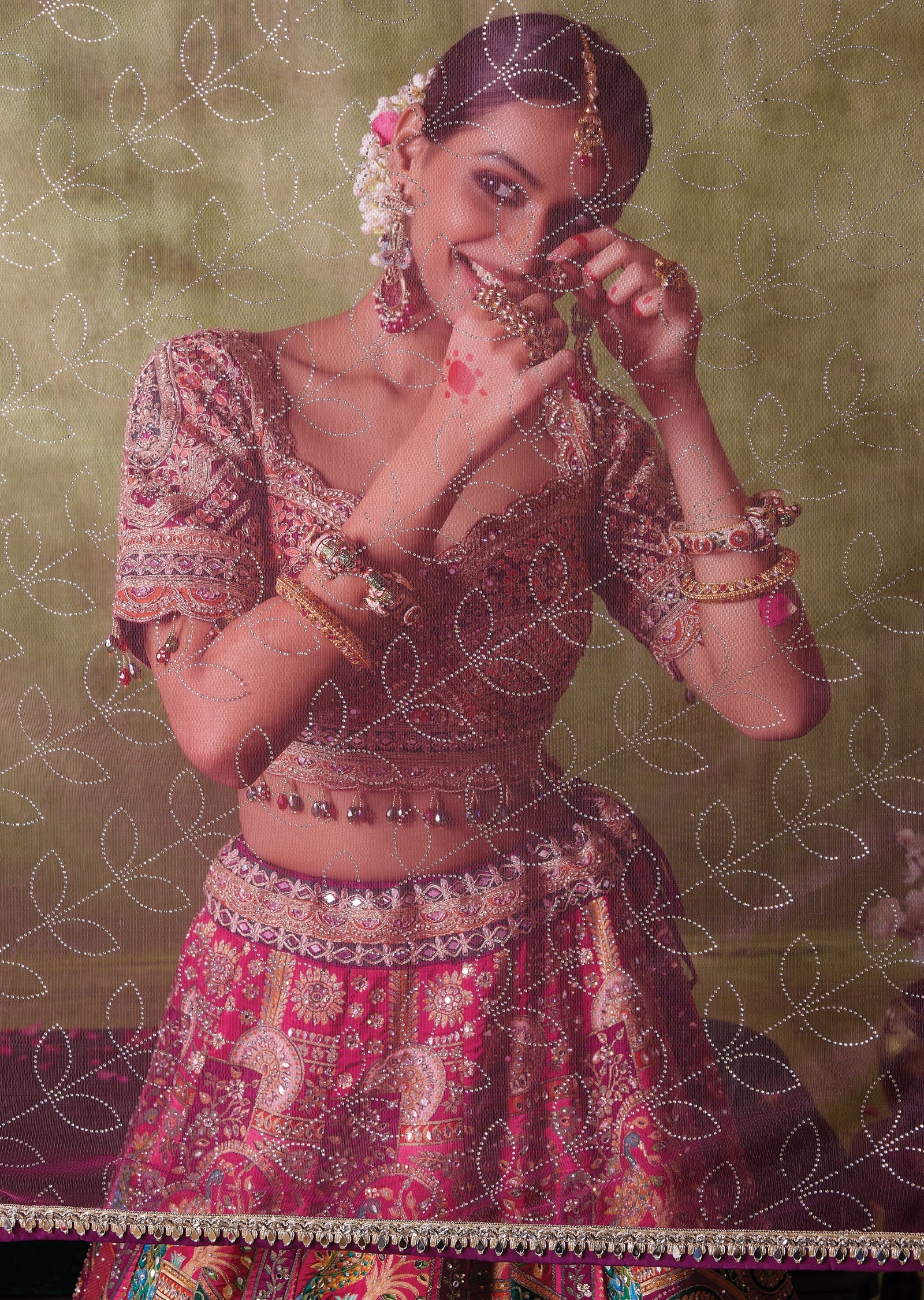 Wine Silk Lehenga Set