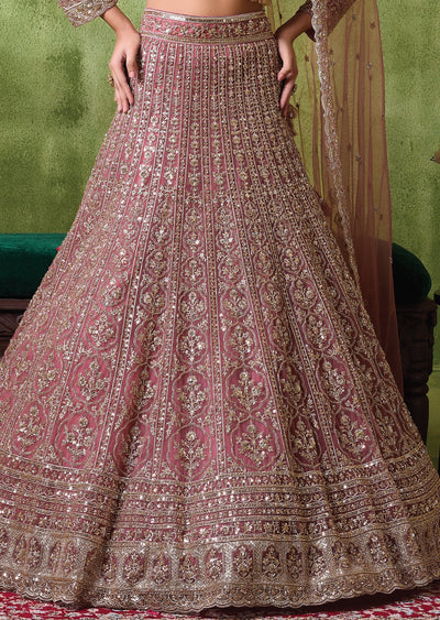 Onion Pink Net Lehenga Set