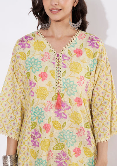 Pista Green Cotton Straight cut Kurti set
