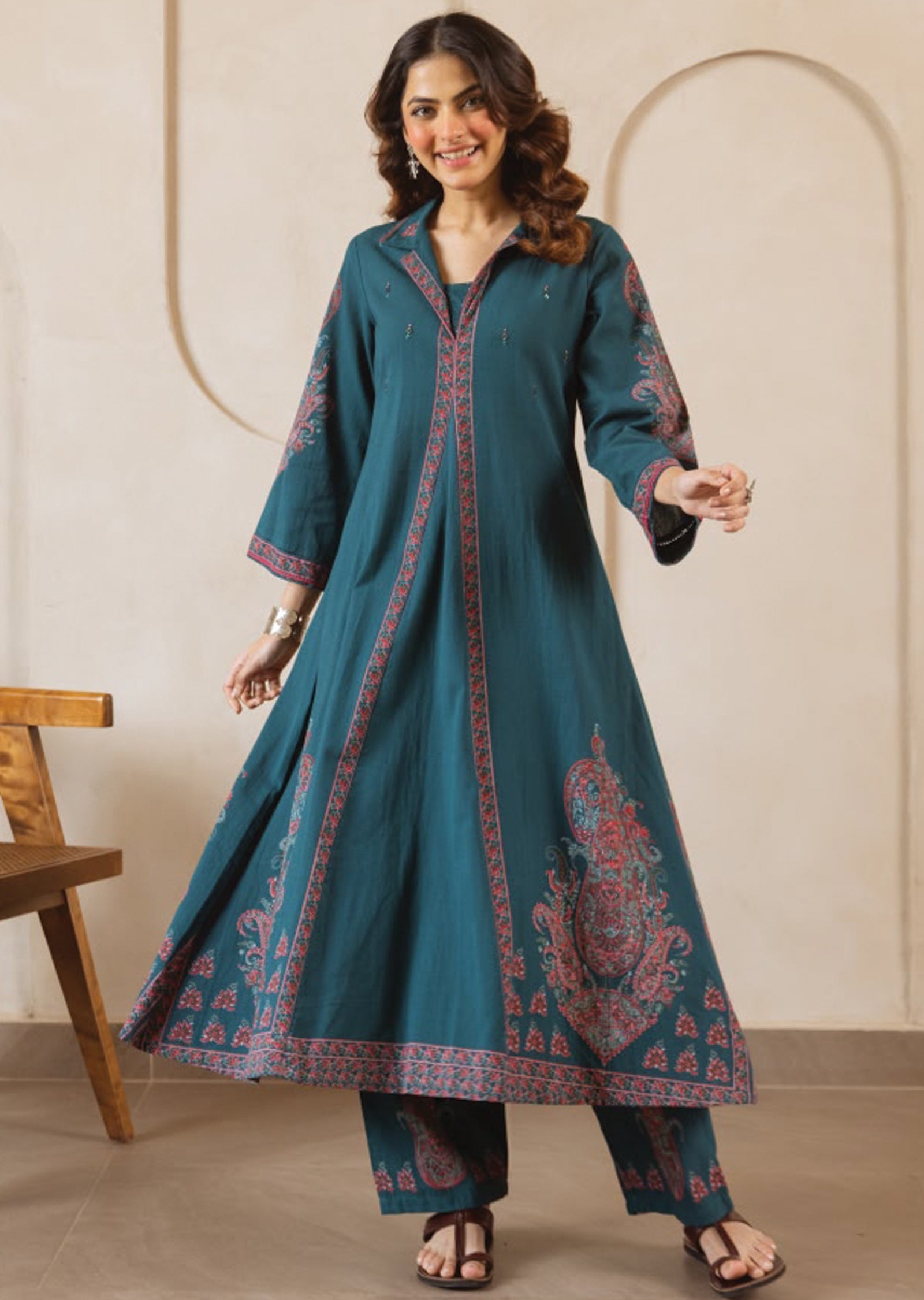 Rama green Cotton Kurti Set