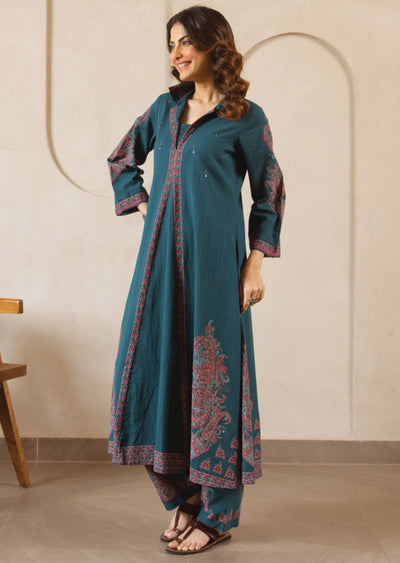 Rama green Cotton Kurti Set