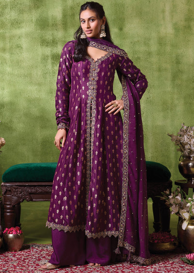 Wine Silk Anarkali Suit