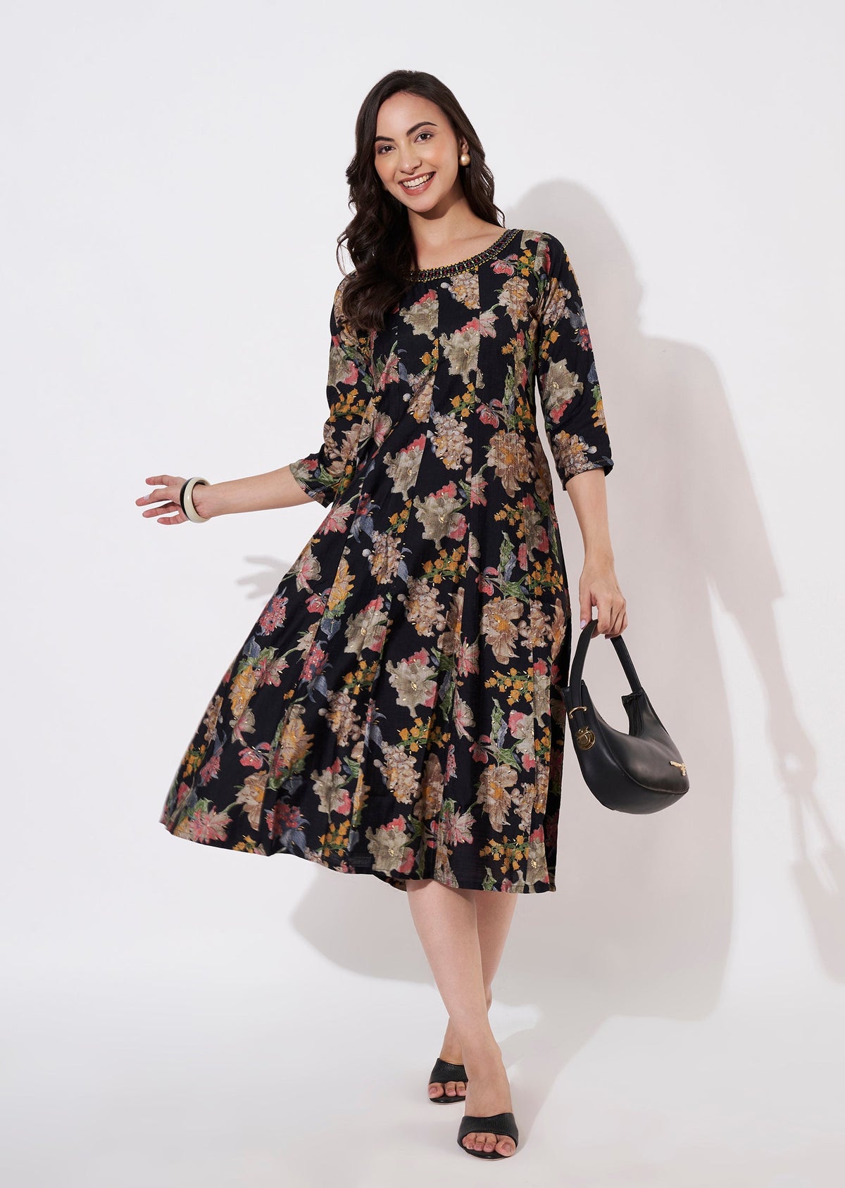 Black Gold Frock Kurti