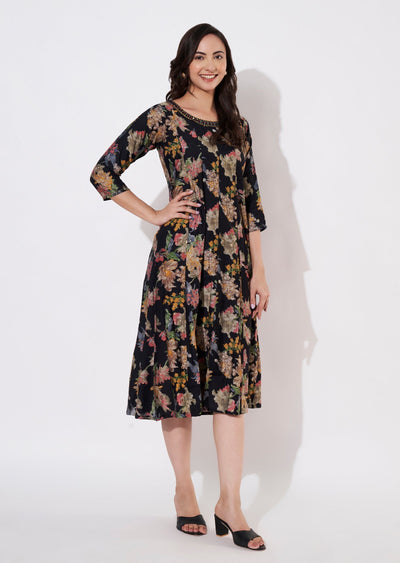 Black Gold Frock Kurti