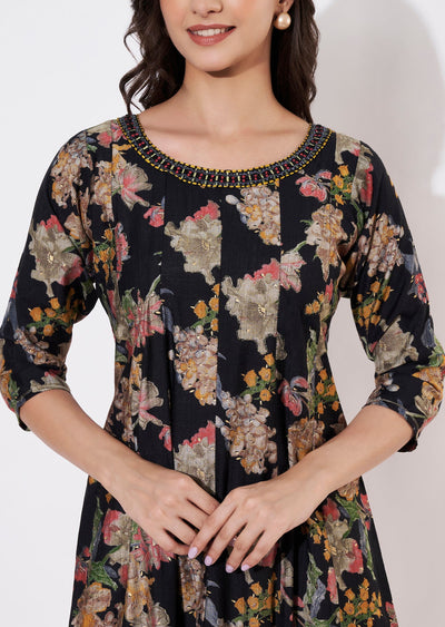Black Gold Frock Kurti