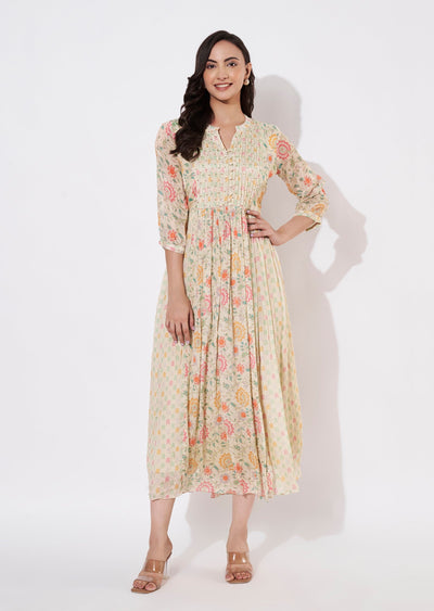Beige Chinnon Long kurti