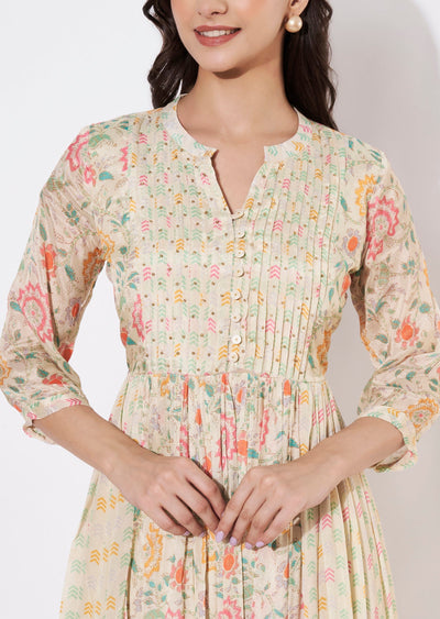 Beige Chinnon Long kurti