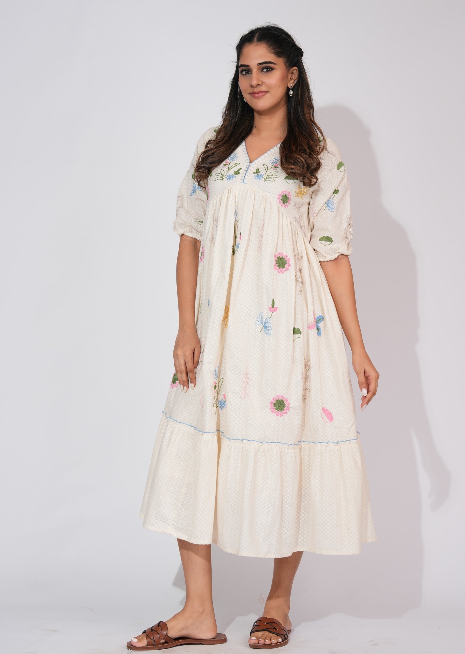 Light Beige Cotton Frock Style kurti