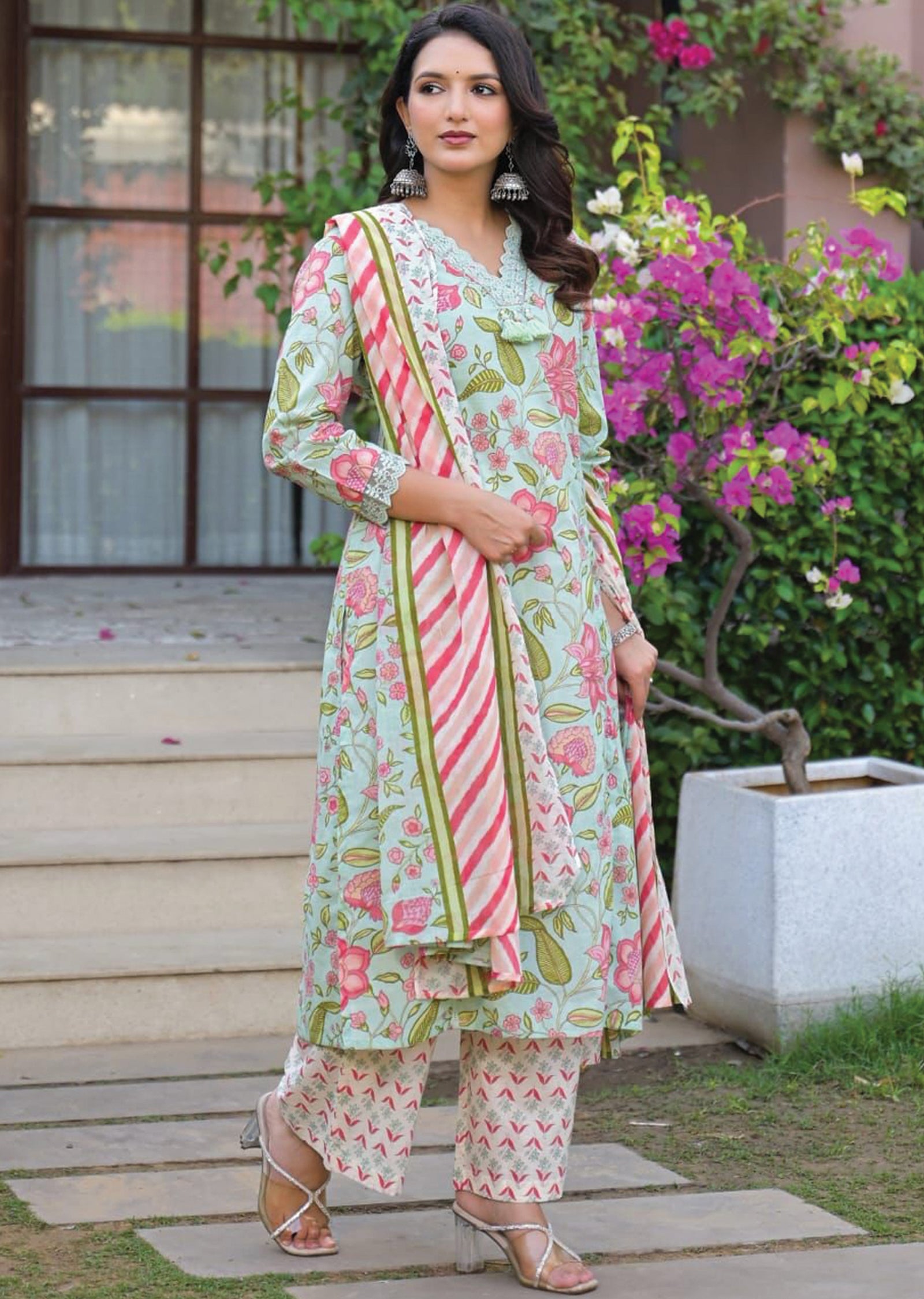 Dusty Green Cotton Straight cut suit