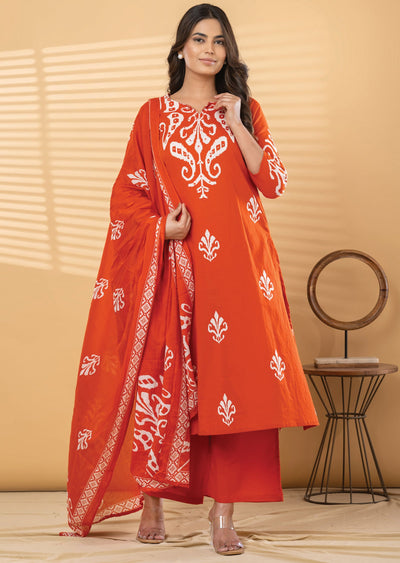 Dark Rust Cotton Straight cut suit