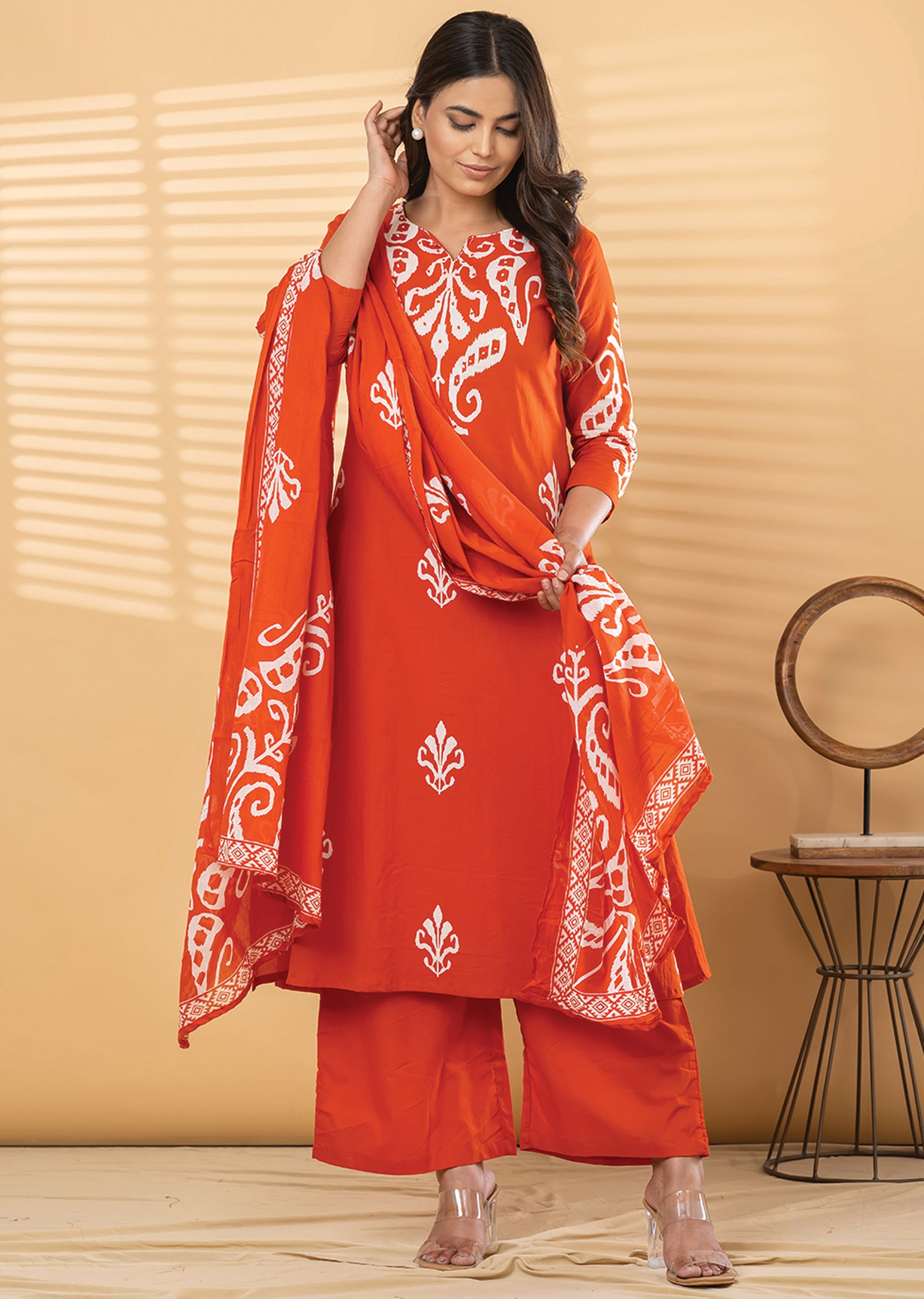 Dark Rust Cotton Straight cut suit