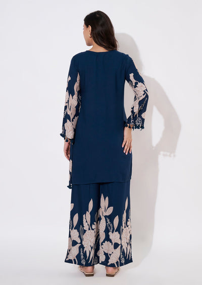 Teal Blue Reyon Short Kurti set