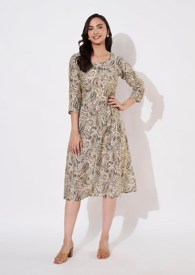 Beige Muslin Frock kurti