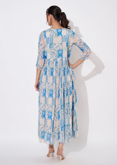 Light Blue Chinnon Long kurti