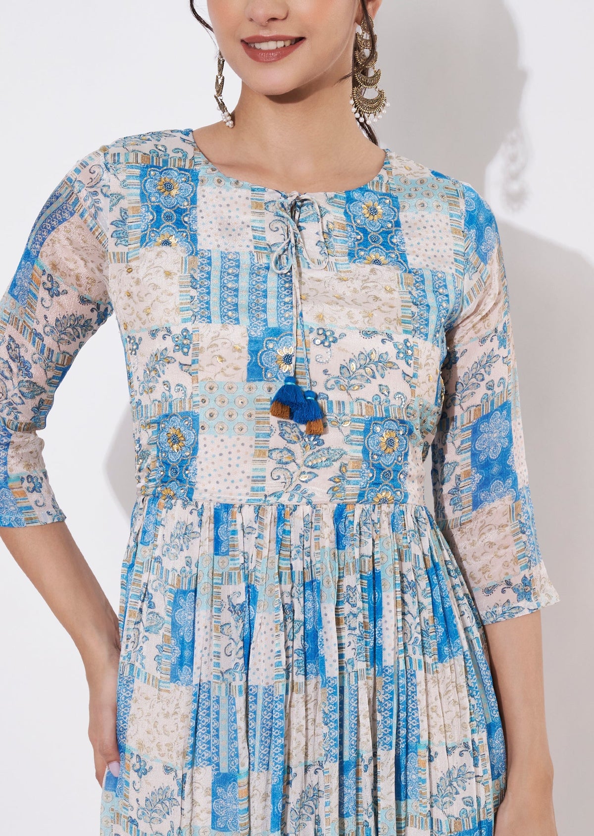 Light Blue Chinnon Long kurti