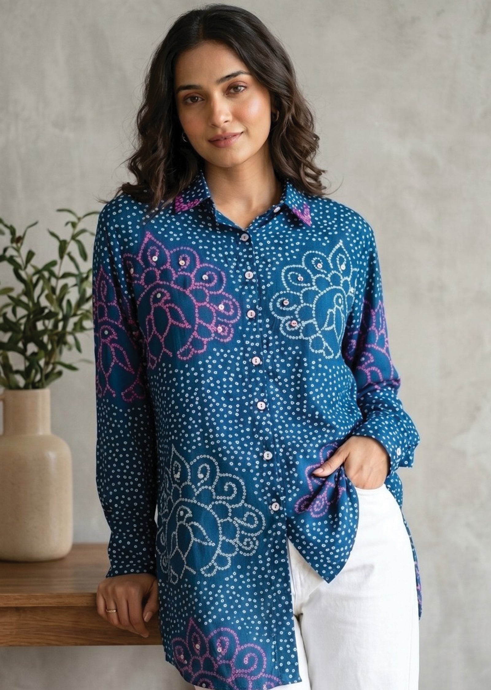 Blue Muslin Short kurti